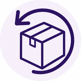SORA 30-night trial return icon — package with circular arrow illustration in purple