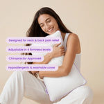 SORA Adjust pillow key features: 4 firmness levels, adjustable height, hypoallergenic washable cover