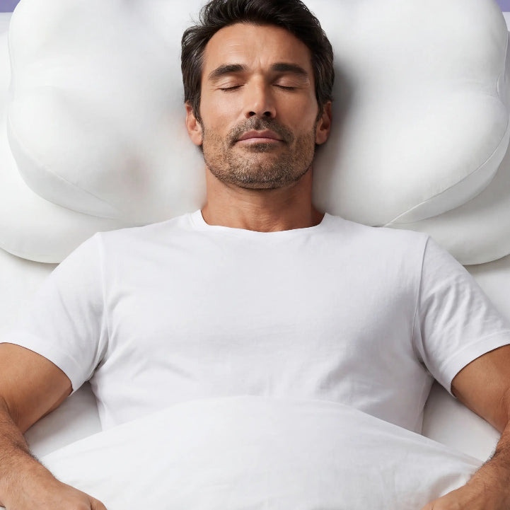SORA Cloud pillow — engineered for back sleepers who wake up with neck tension.