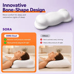 SORA Cloud bone-shape ergonomic pillow - removes skull pressure overnight, keeps neck perfectly aligned vs traditional pillow causing neck soreness and head pressure