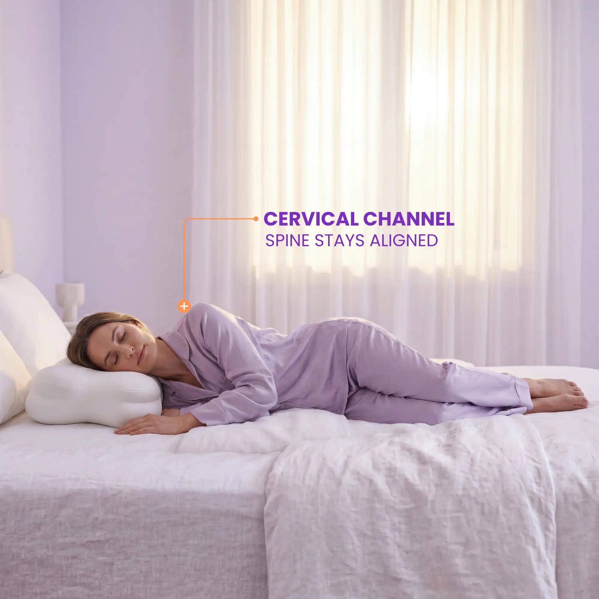SORA Cloud pillow Cervical Channel zone — spine alignment for side sleepers during sleep