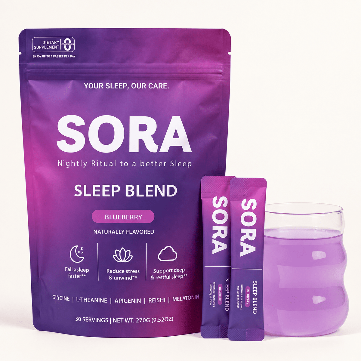 SORA Sleep Blend Blueberry | Nighttime Drink with Melatonin