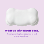 SORA Cloud white ergonomic contoured pillow lavender background wake up without the ache neck pain relief