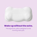 SORA Cloud white ergonomic contoured pillow lavender background wake up without the ache neck pain relief