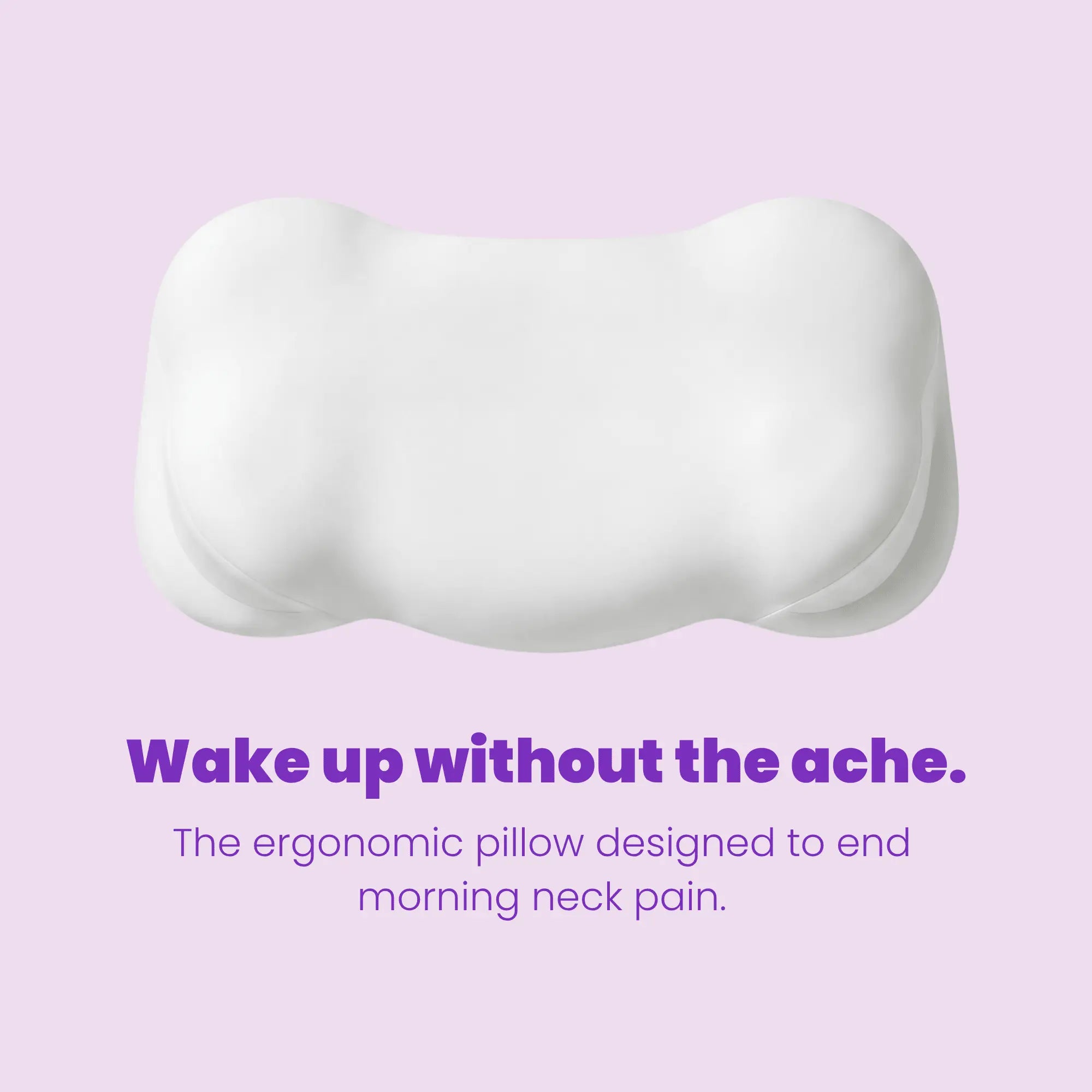 SORA Cloud white ergonomic contoured pillow lavender background wake up without the ache neck pain relief