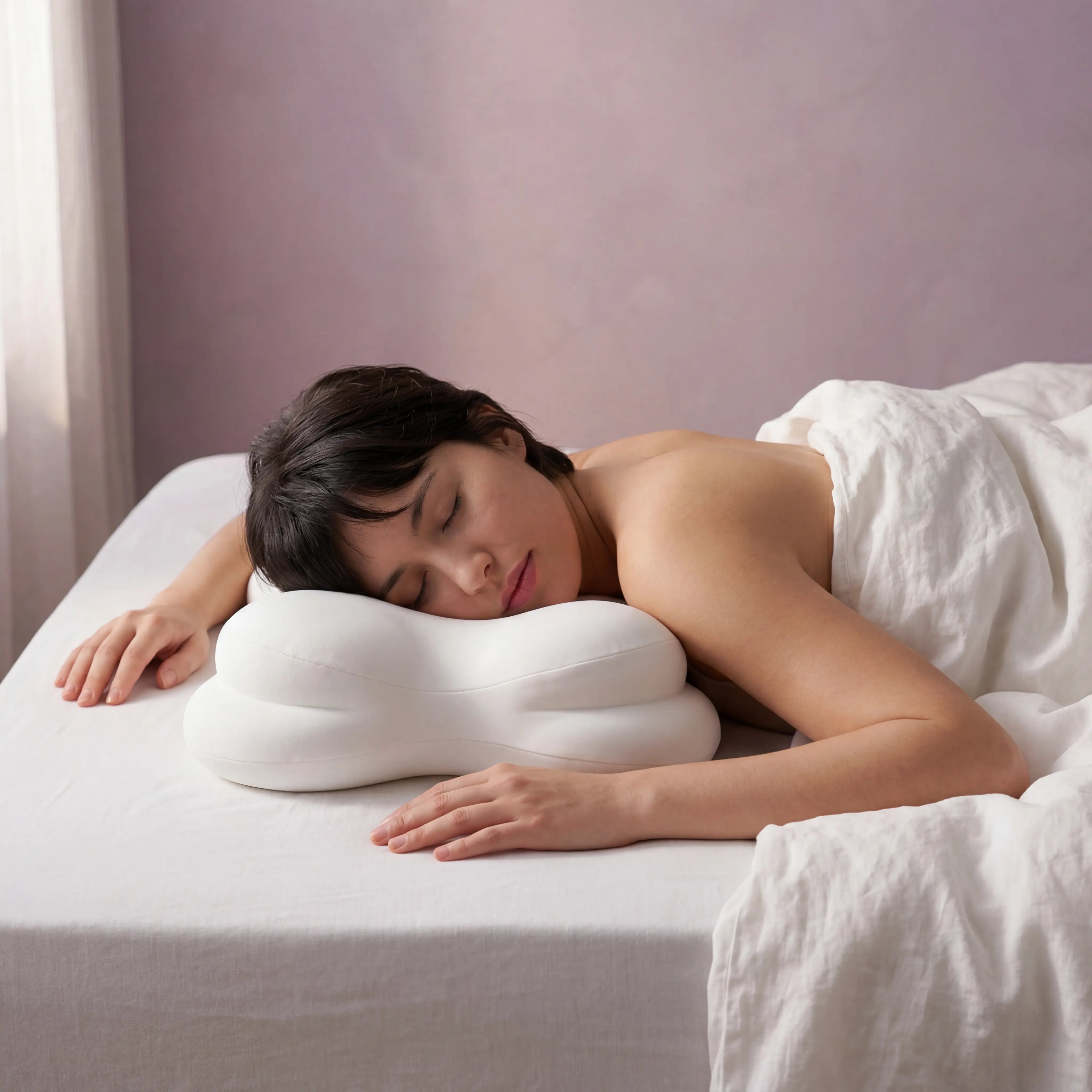SORA Cloud pillow — designed for side sleepers who wake up with neck pain.